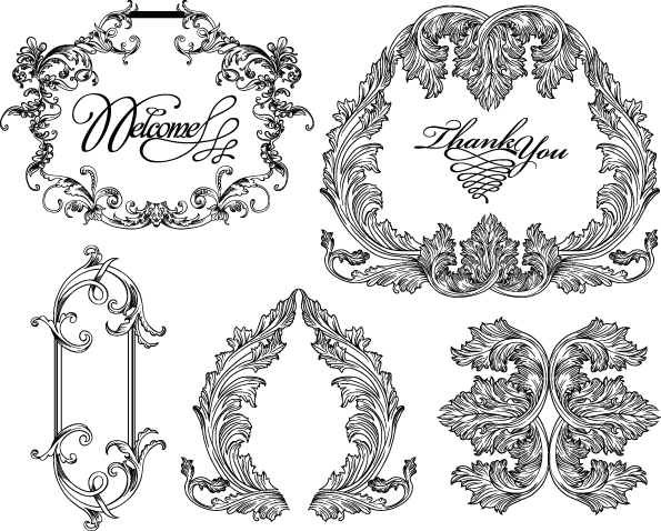 free vector Black and white lace pattern 03 vector
